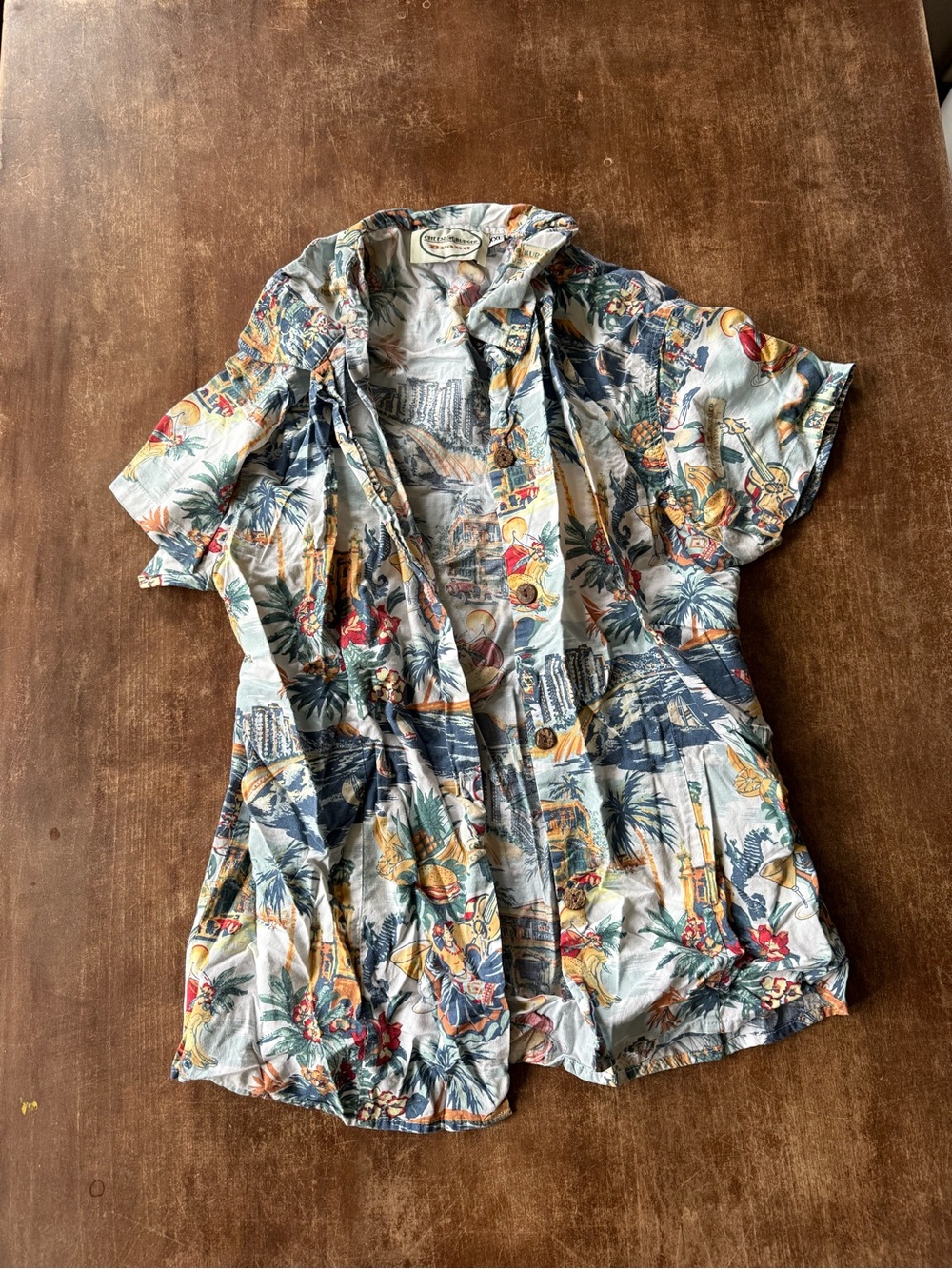 Vintage-Style Tropical Button-Down Shirt - Multi-Color